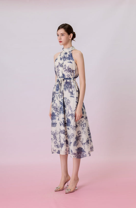 Geertruida Animal Print In White Dress - Nimisski