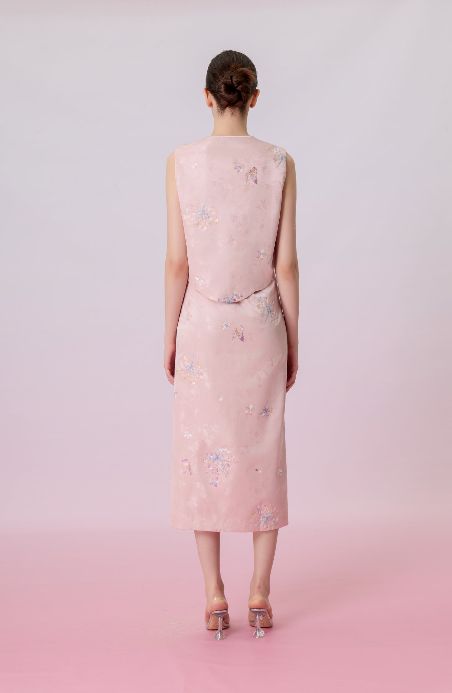 Jewel Blush Pink With Embroidery Modern Cheongsam Vest