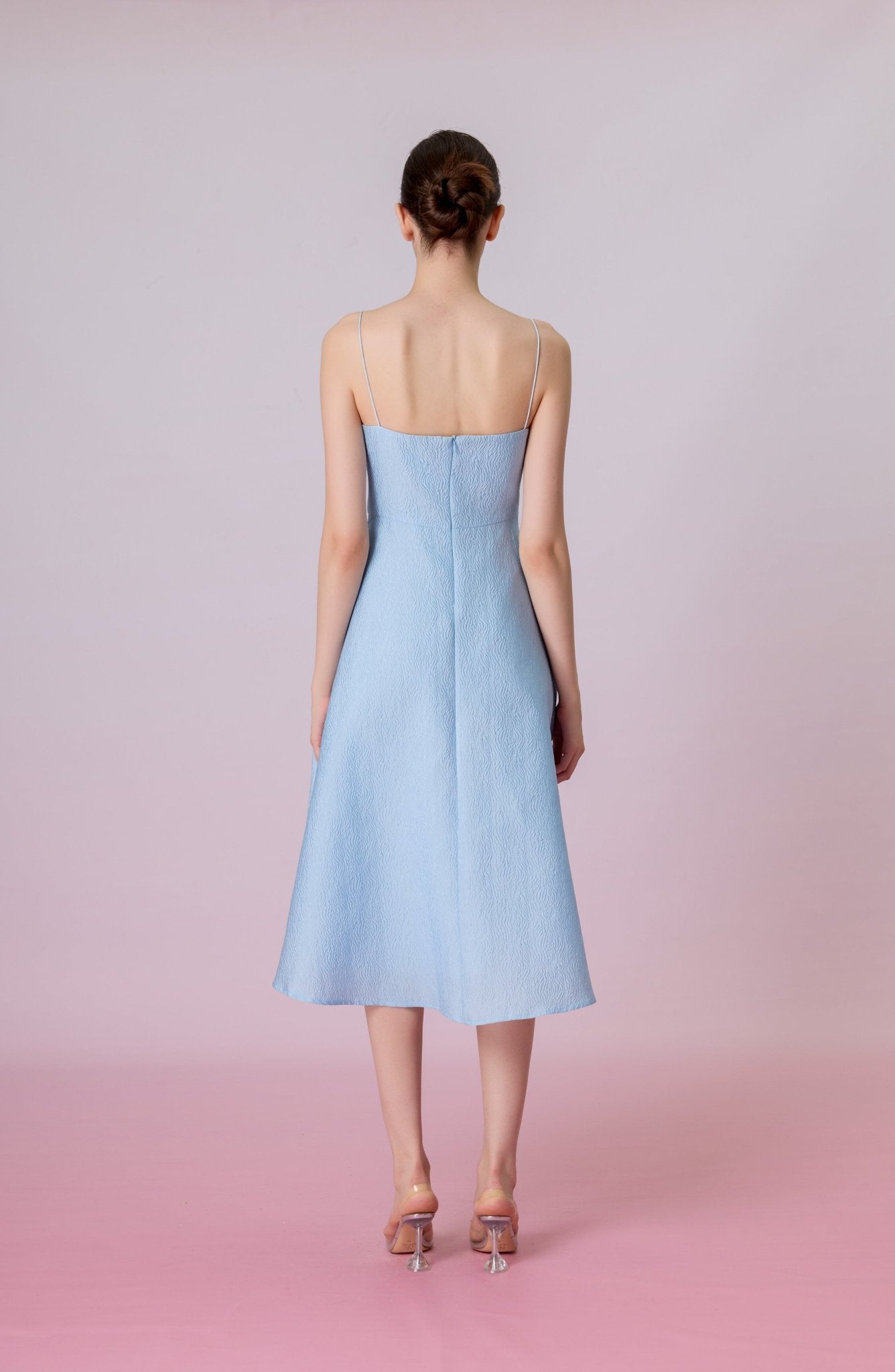 Graciella Blue Jacquard Long Dress - Nimisski