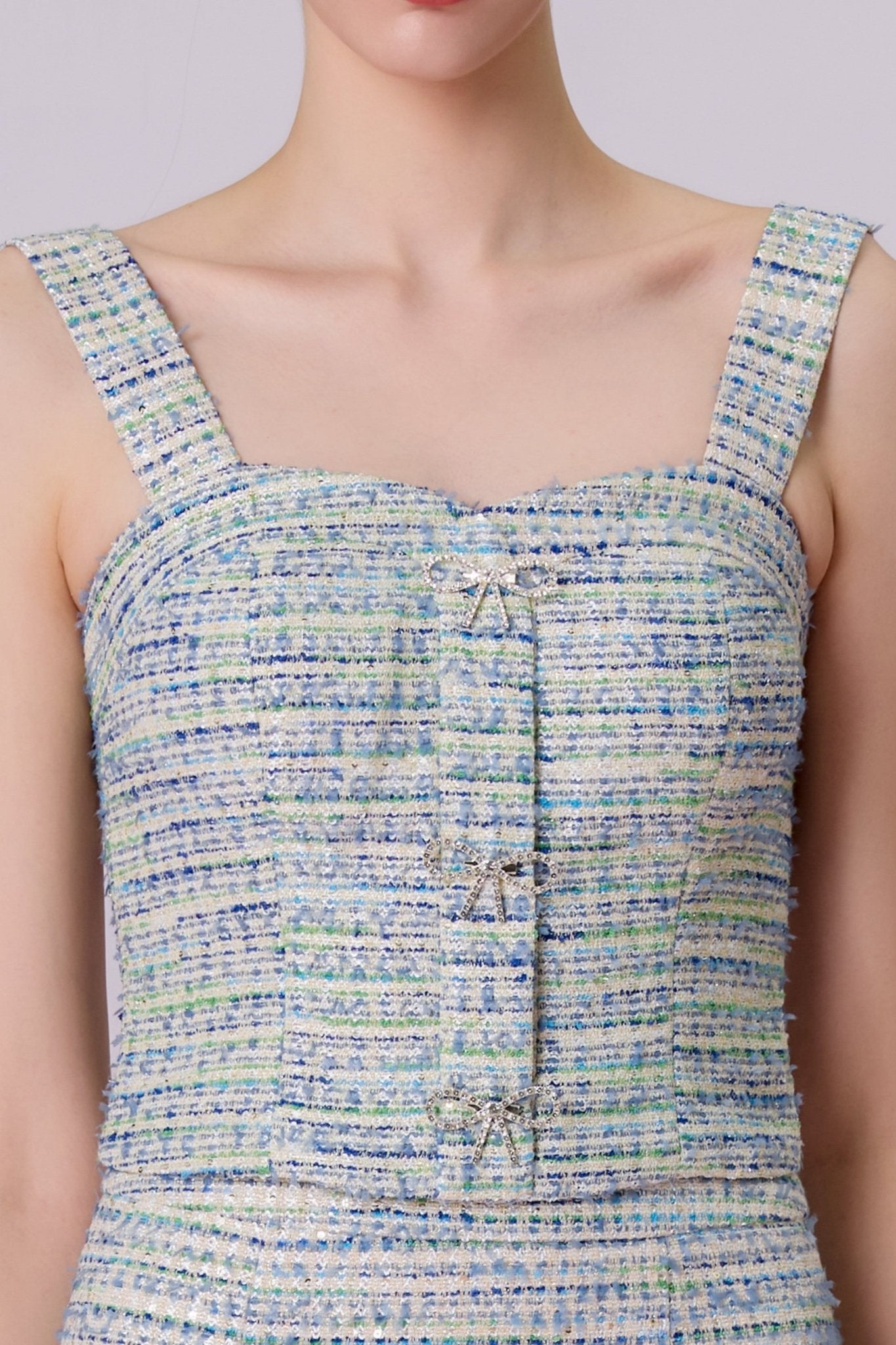 Glenice Mint Green Tweed Strap Top - Nimisski