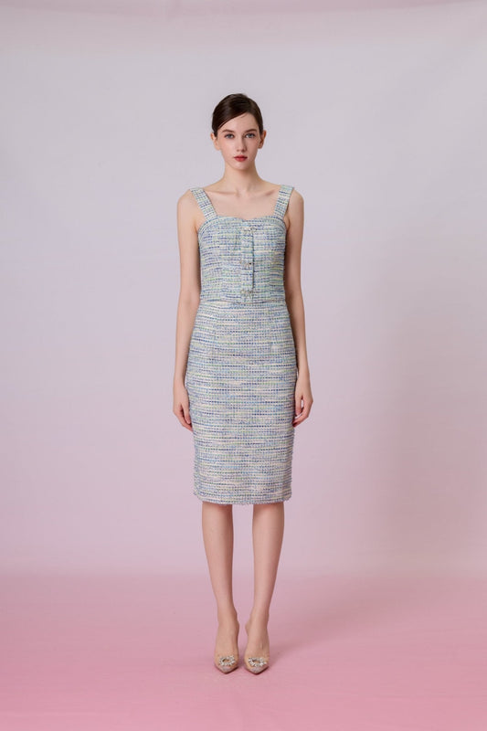 Glenice Mint Green Tweed Strap Top - Nimisski