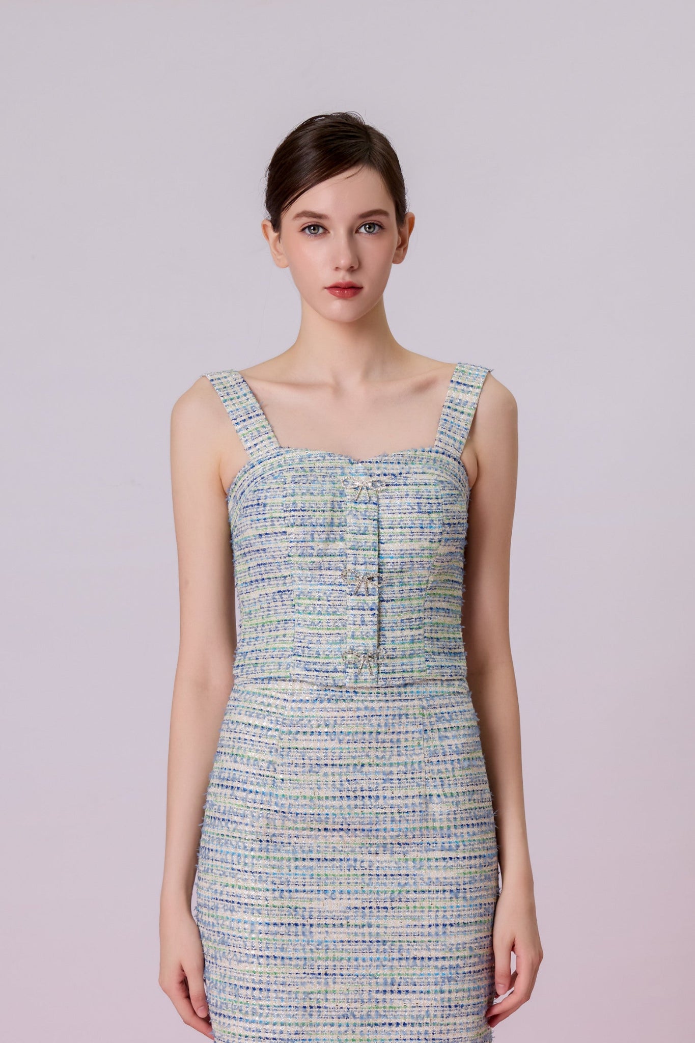 Glenice Mint Green Tweed Strap Top - Nimisski