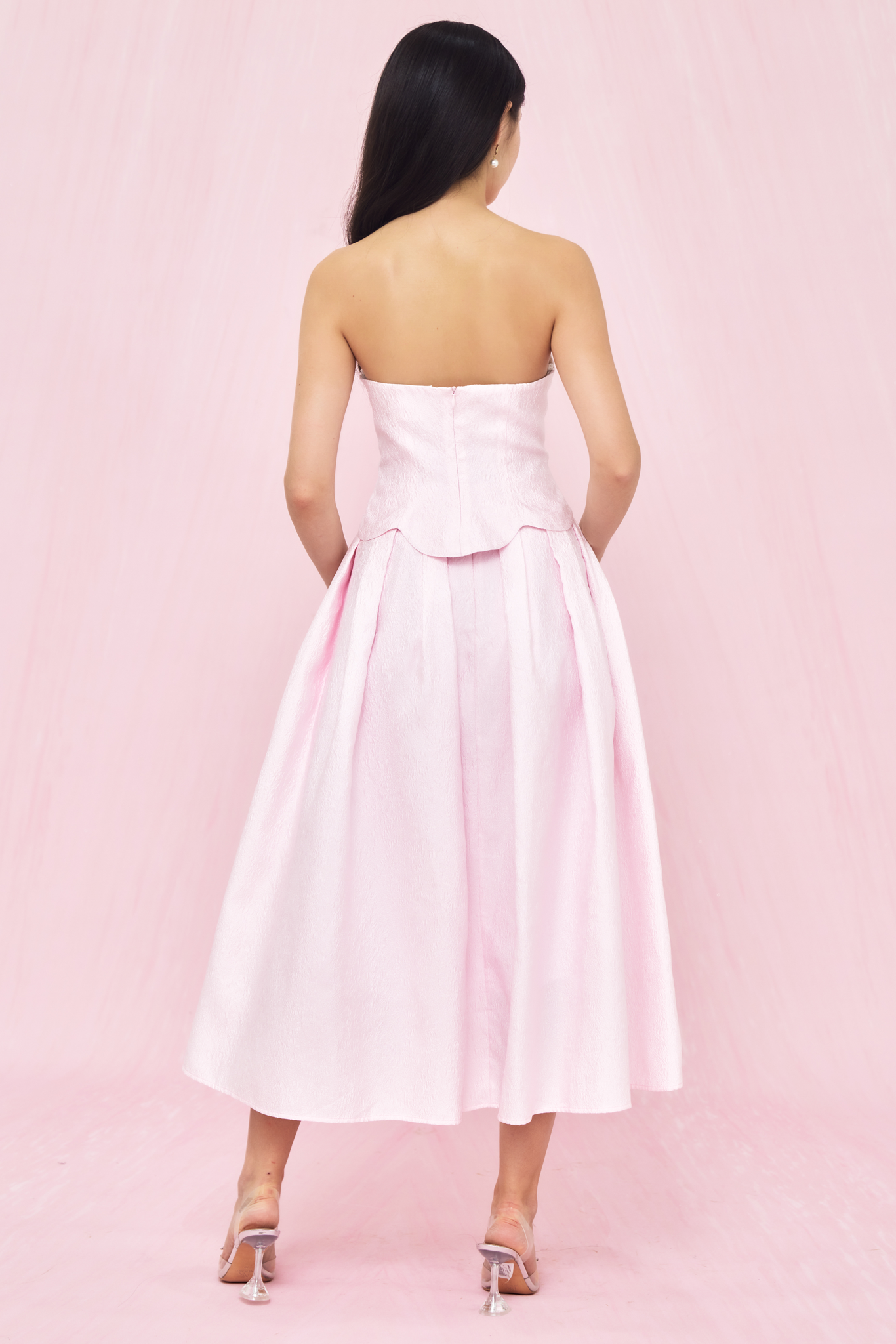 Lainey Pink Jacquard Long Skirt