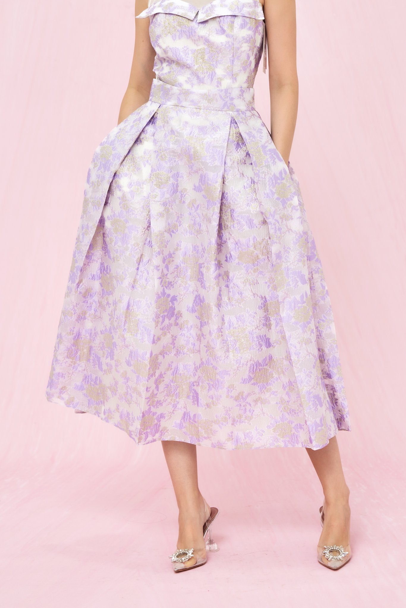 Lucille Purple Gold Jacquard Long Skirt