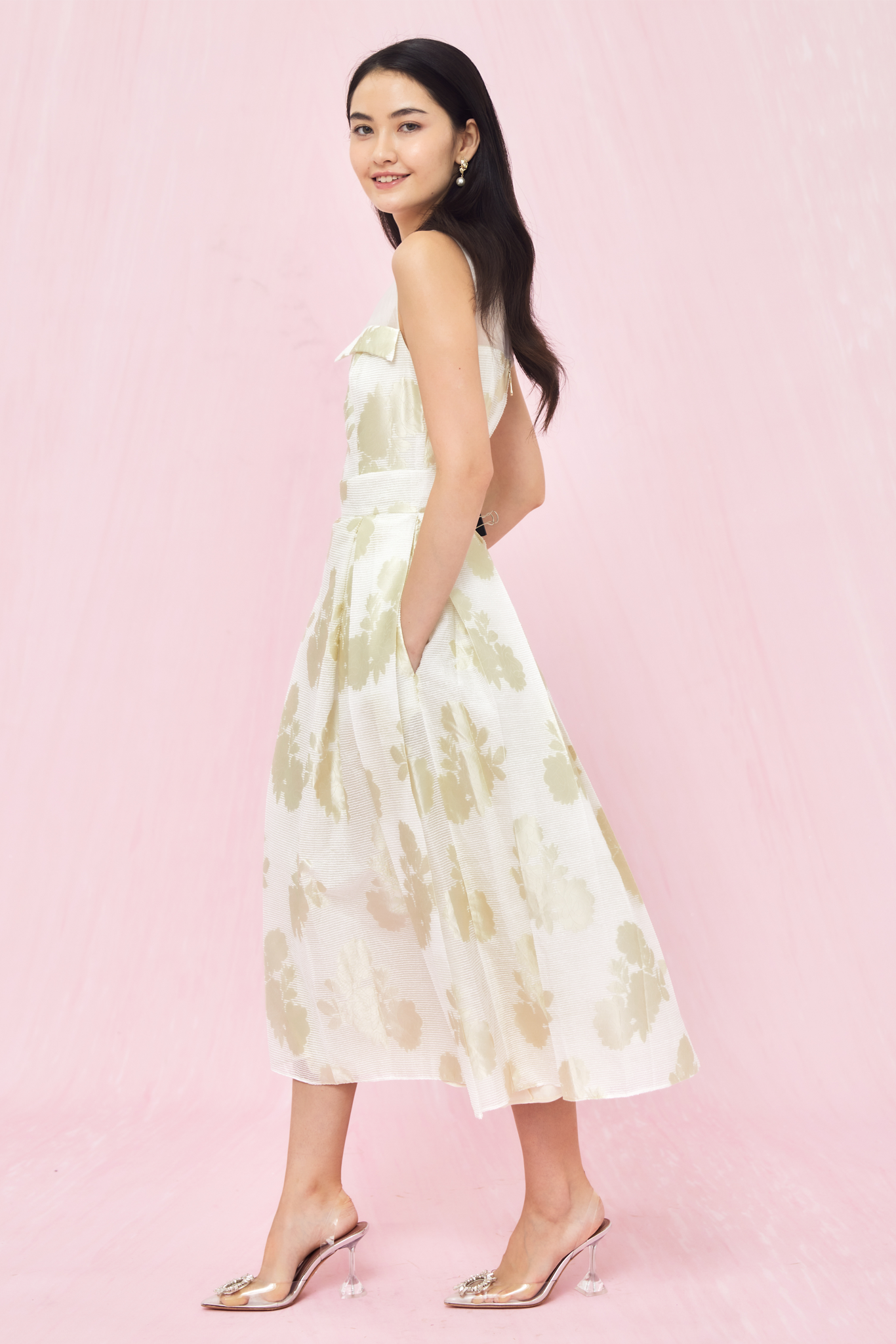 Lucille White Jacquard Long Skirt