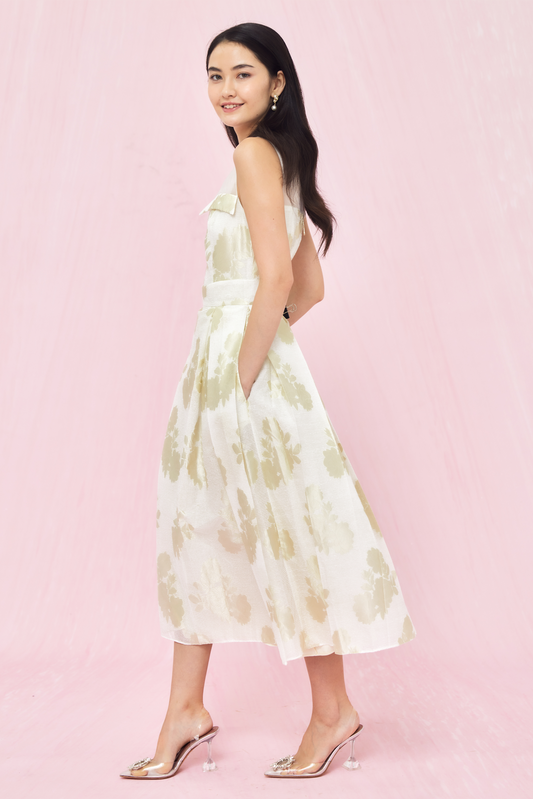Lucille White Jacquard Long Skirt