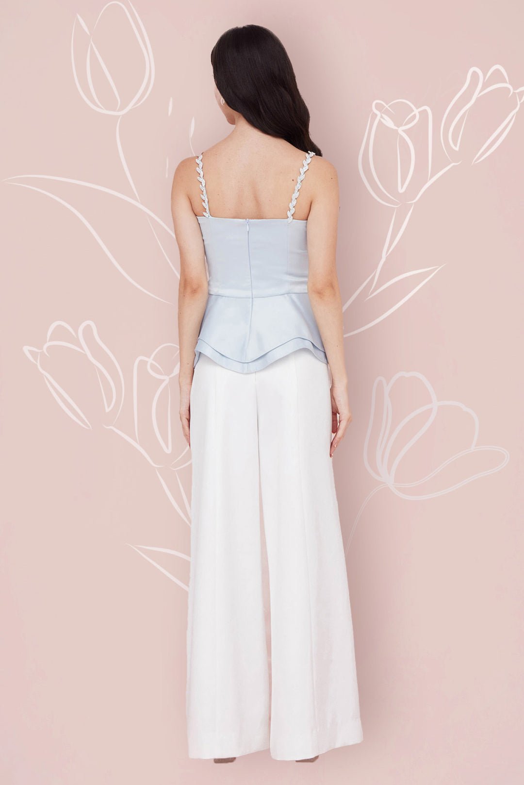 Margot Front Seam White Satin Pants - Nimisski