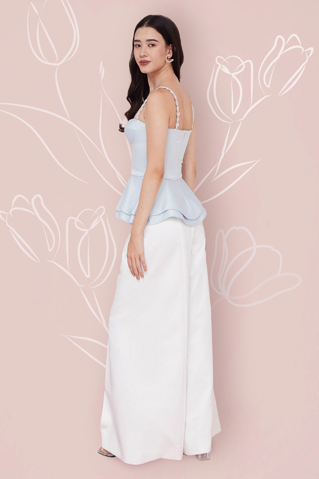 Margot Front Seam White Satin Pants - Nimisski