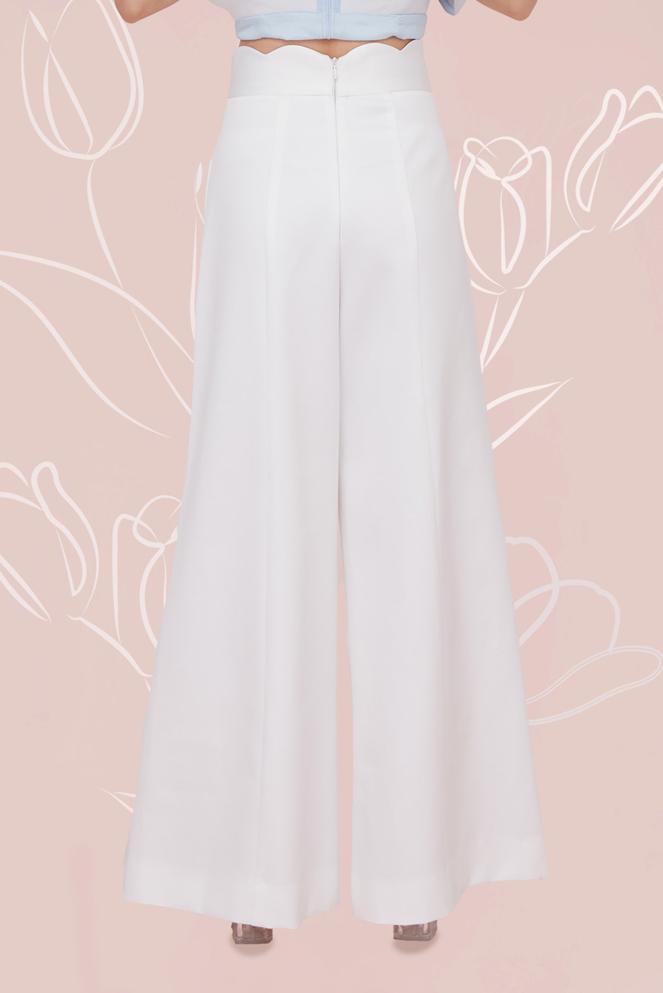 Margot Front Seam White Satin Pants - Nimisski