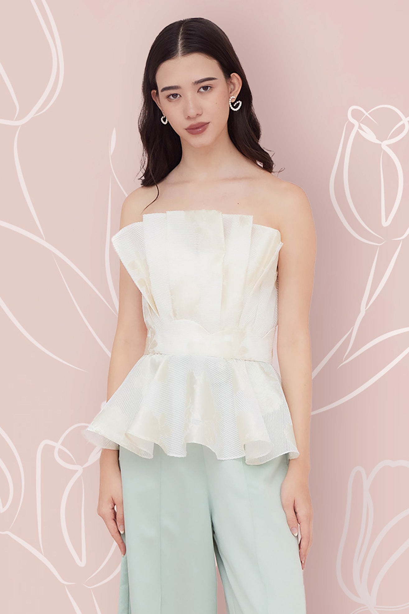 Margot White Flower Bustier Top - Nimisski