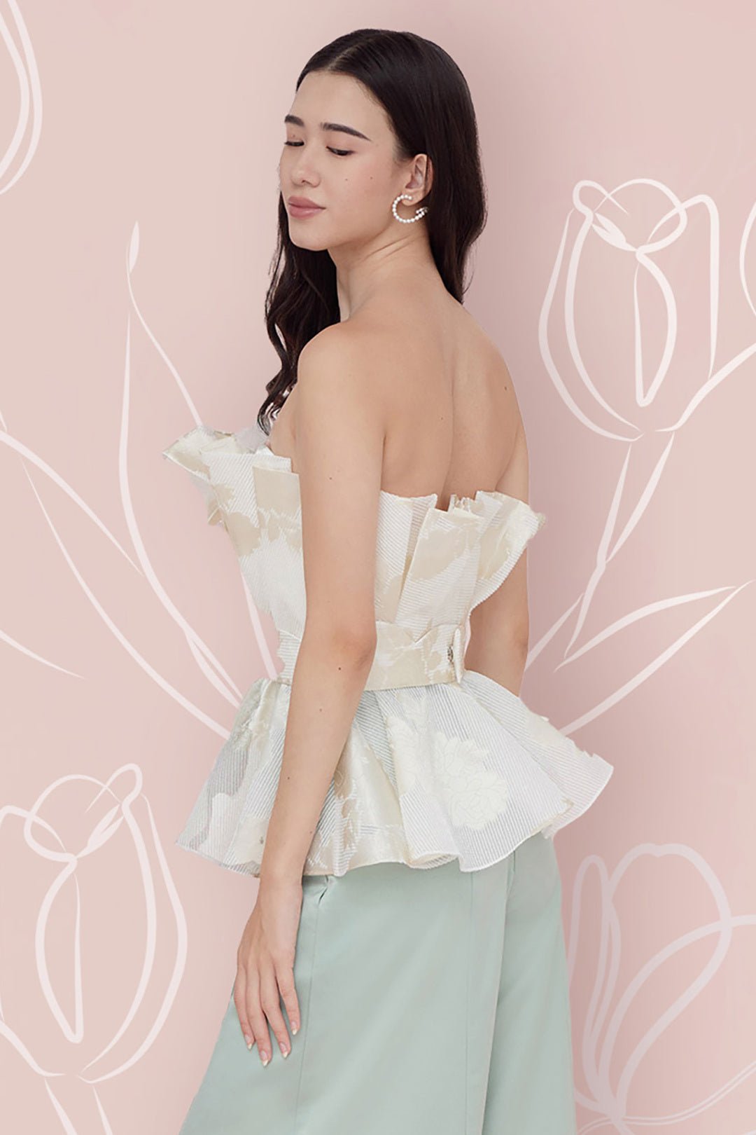 Margot White Flower Bustier Top - Nimisski