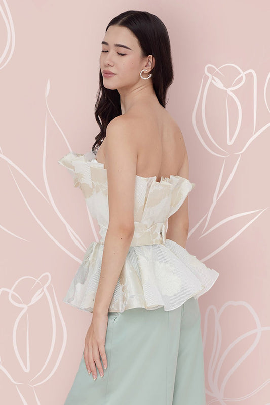 Margot White Flower Bustier Top - Nimisski