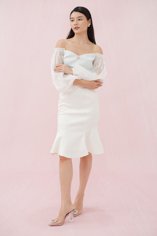 Marriska Mermaid White Satin Skirt