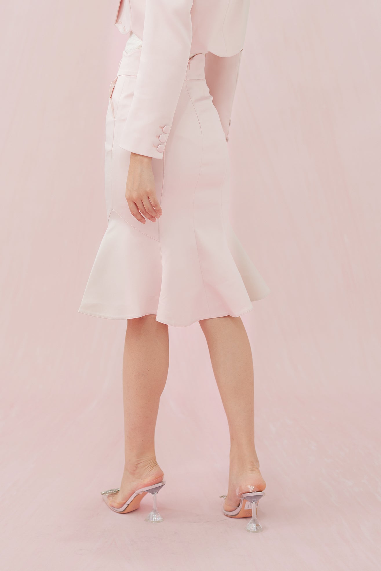 Marriska Mermaid Pink Satin Skirt