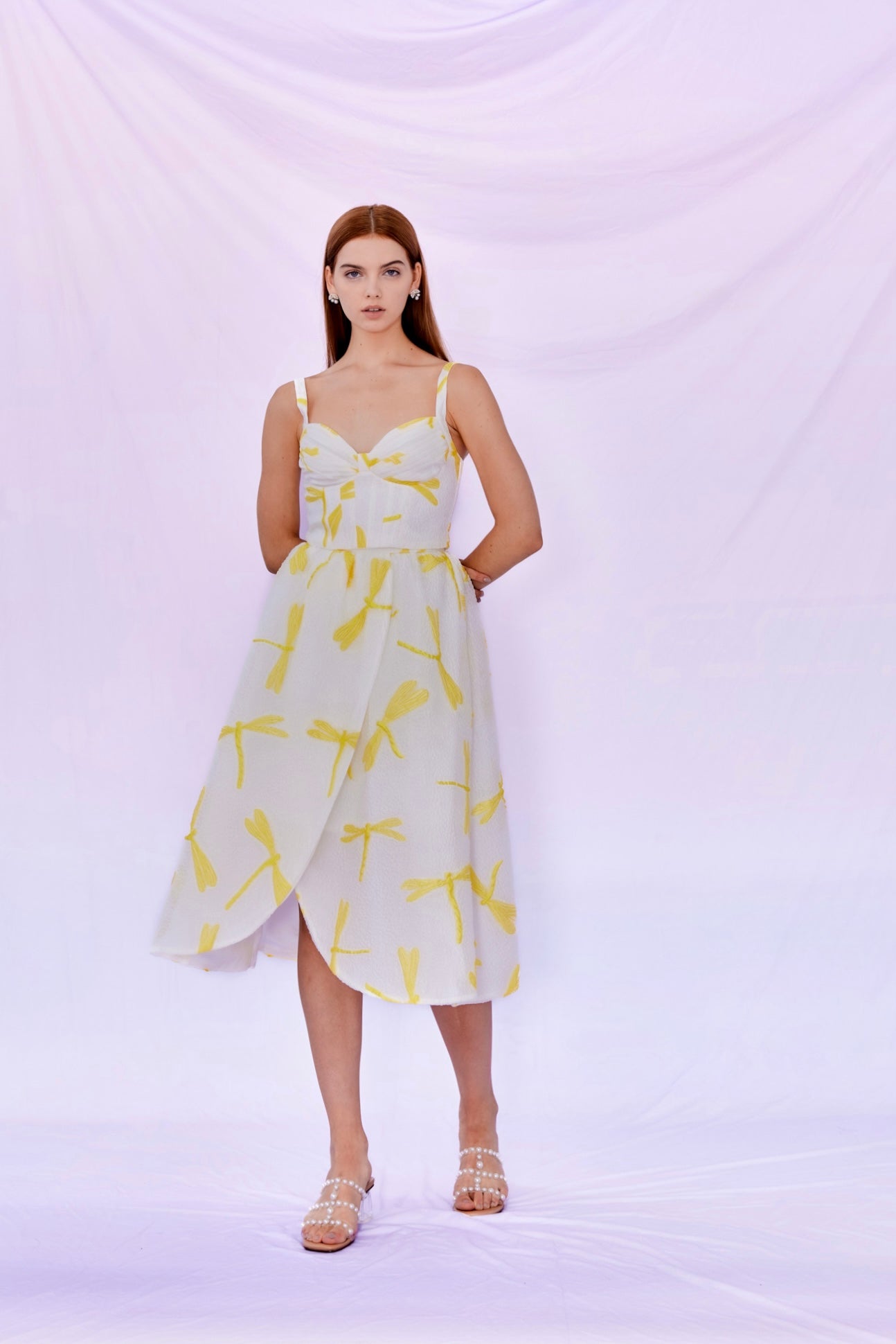 Diana Dragonfly Print A Line Midi Skirt