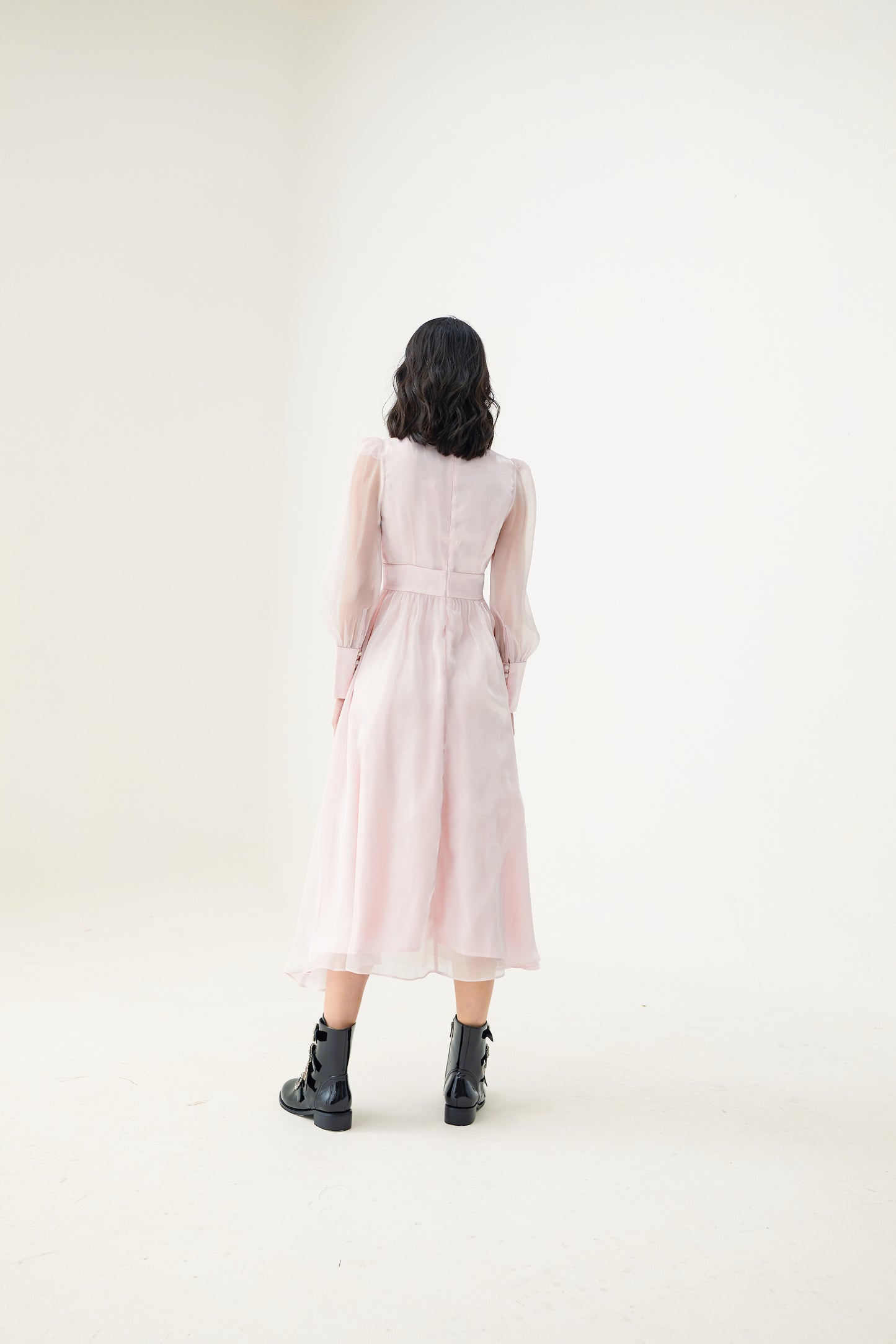 Evangelina Light Pink Long Silk Dress