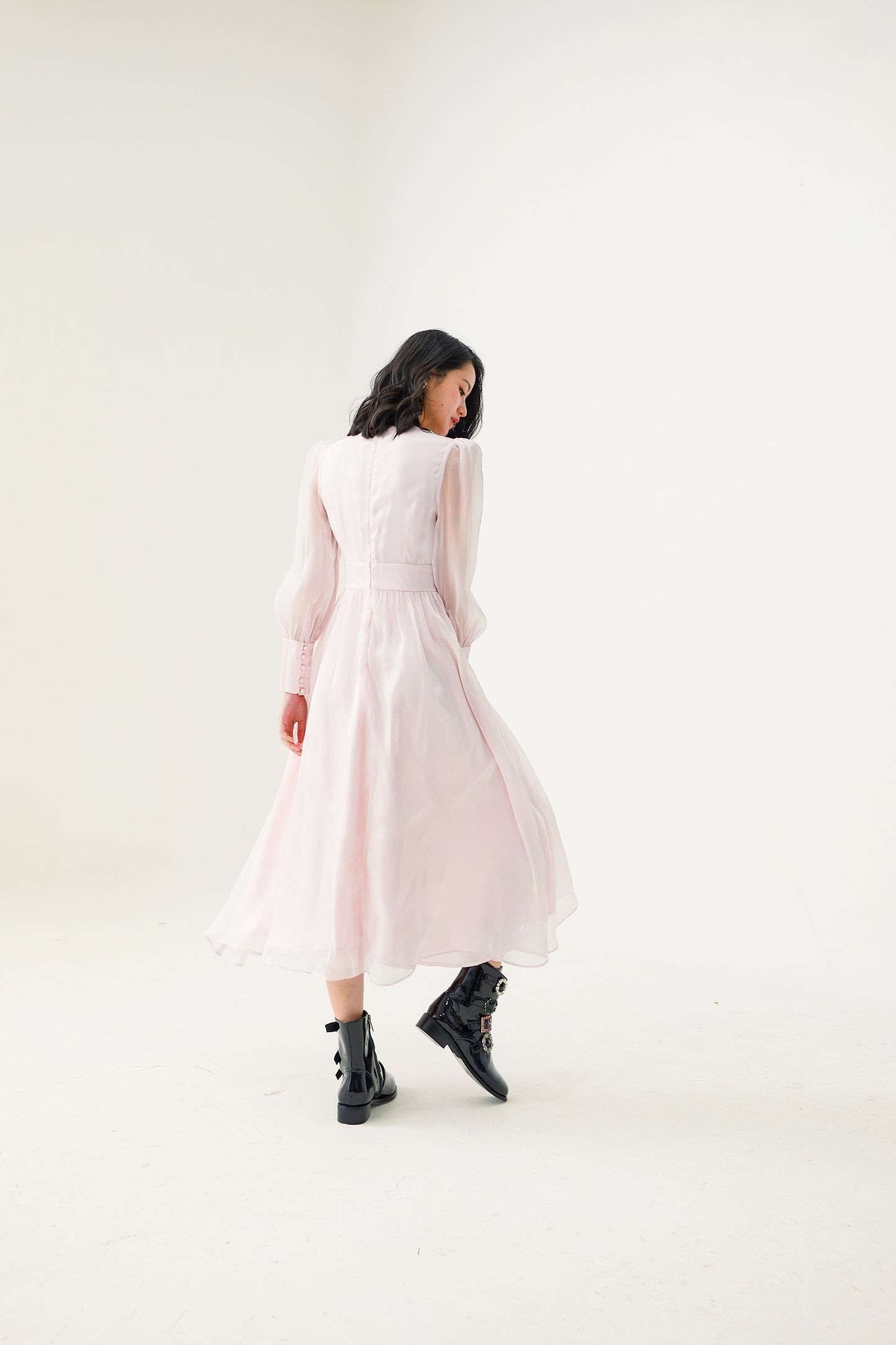 Evangelina Light Pink Long Silk Dress