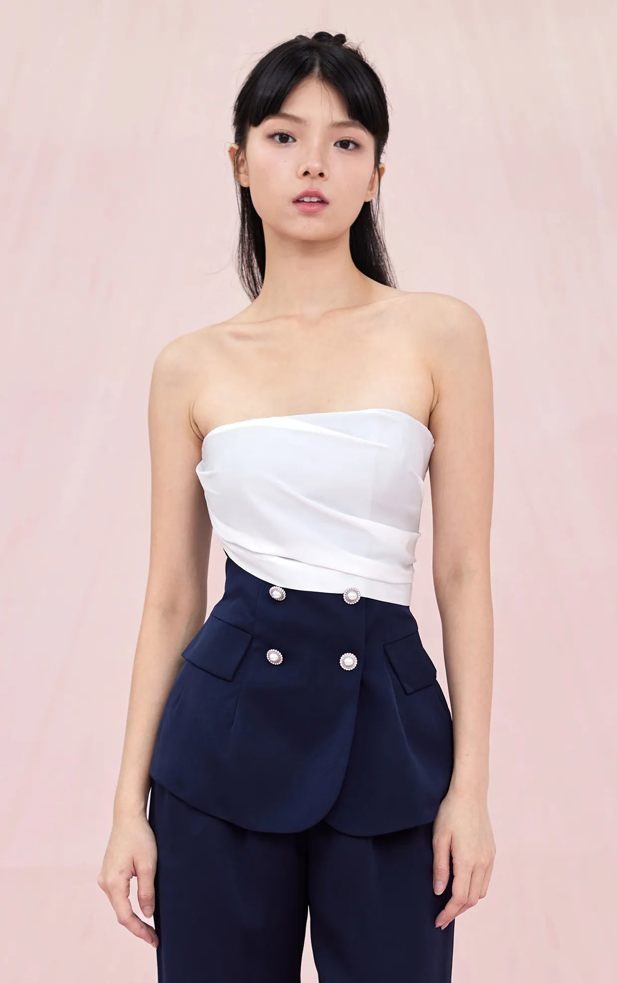 Arjean Navy Ruch Tube Top - Nimisski