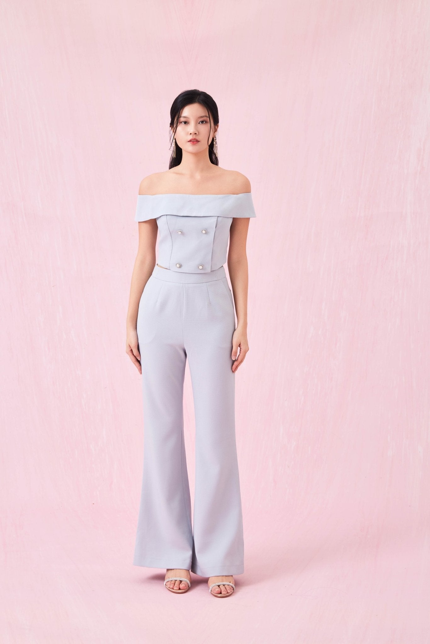 Arnett Slate Blue Flare Pants - Nimisski