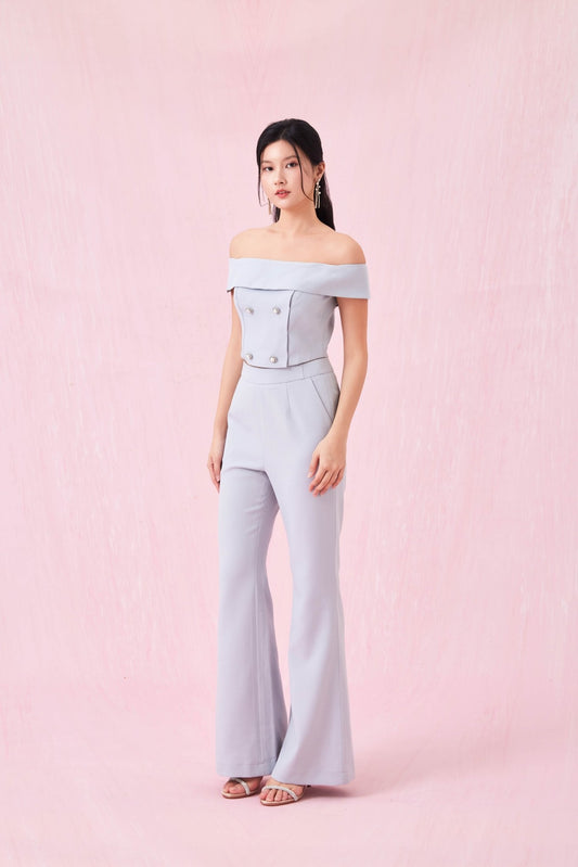 Arnett Slate Blue Flare Pants - Nimisski