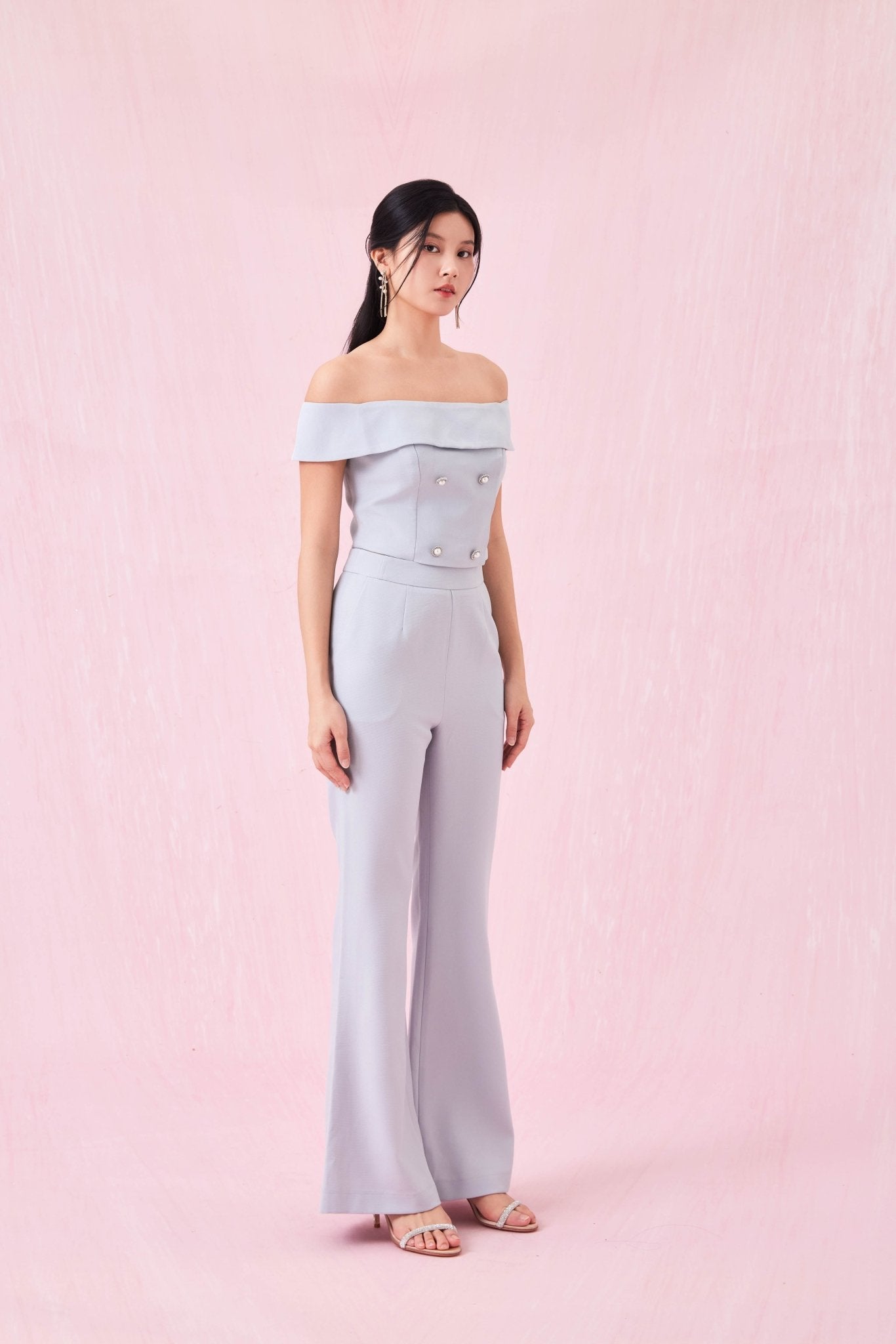 Arnett Slate Blue Flare Pants - Nimisski