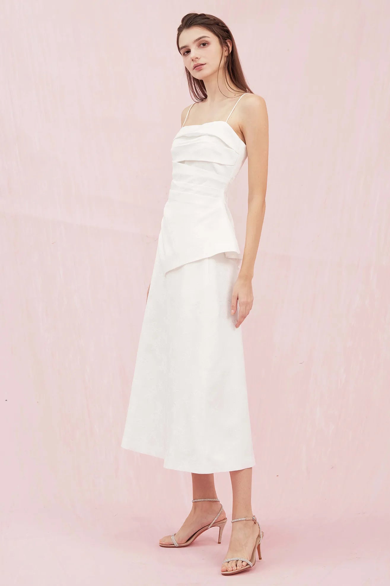 Azure White Jacquard A - line Skirt - Nimisski