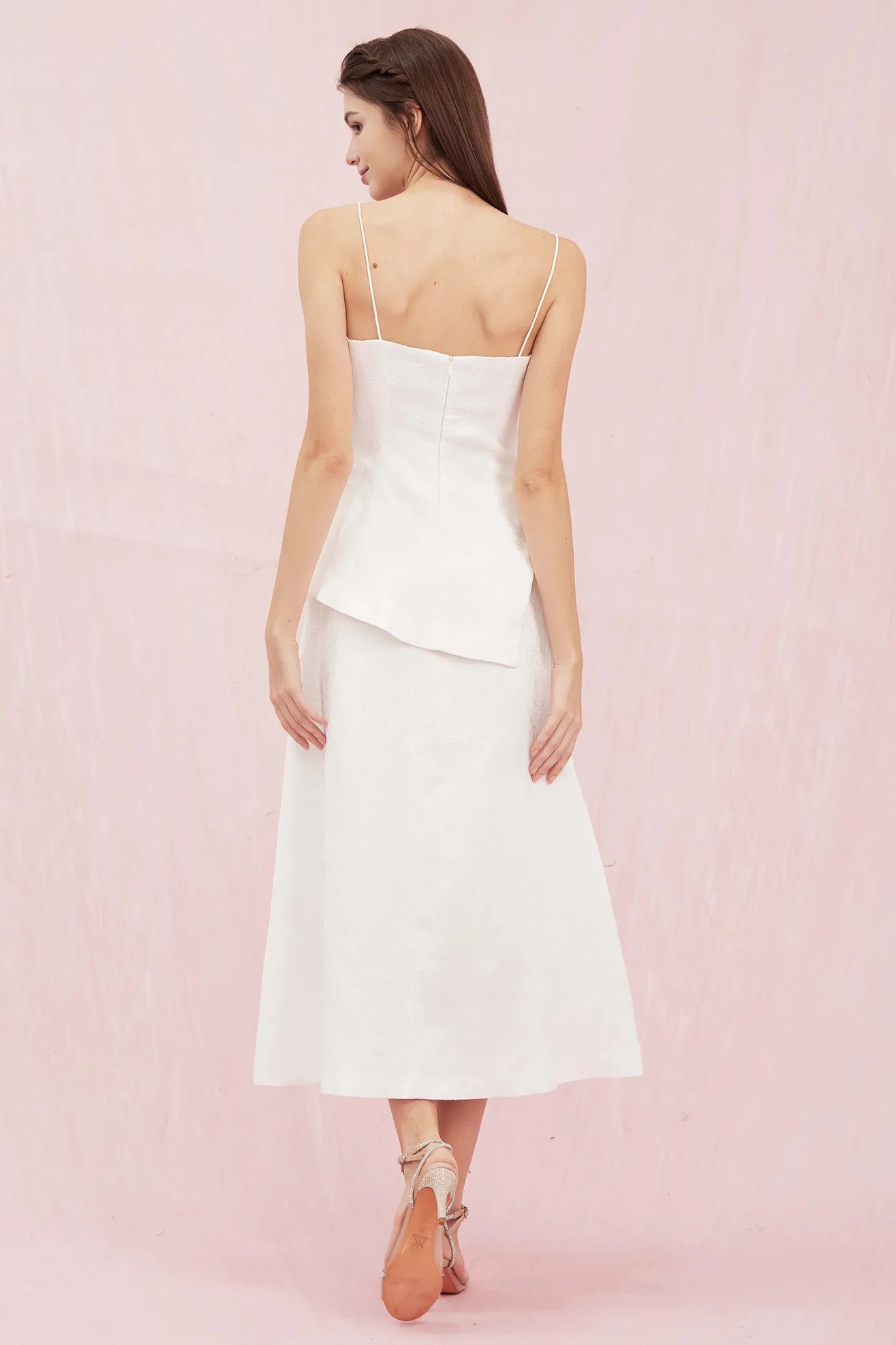 Azure White Jacquard A - line Skirt - Nimisski