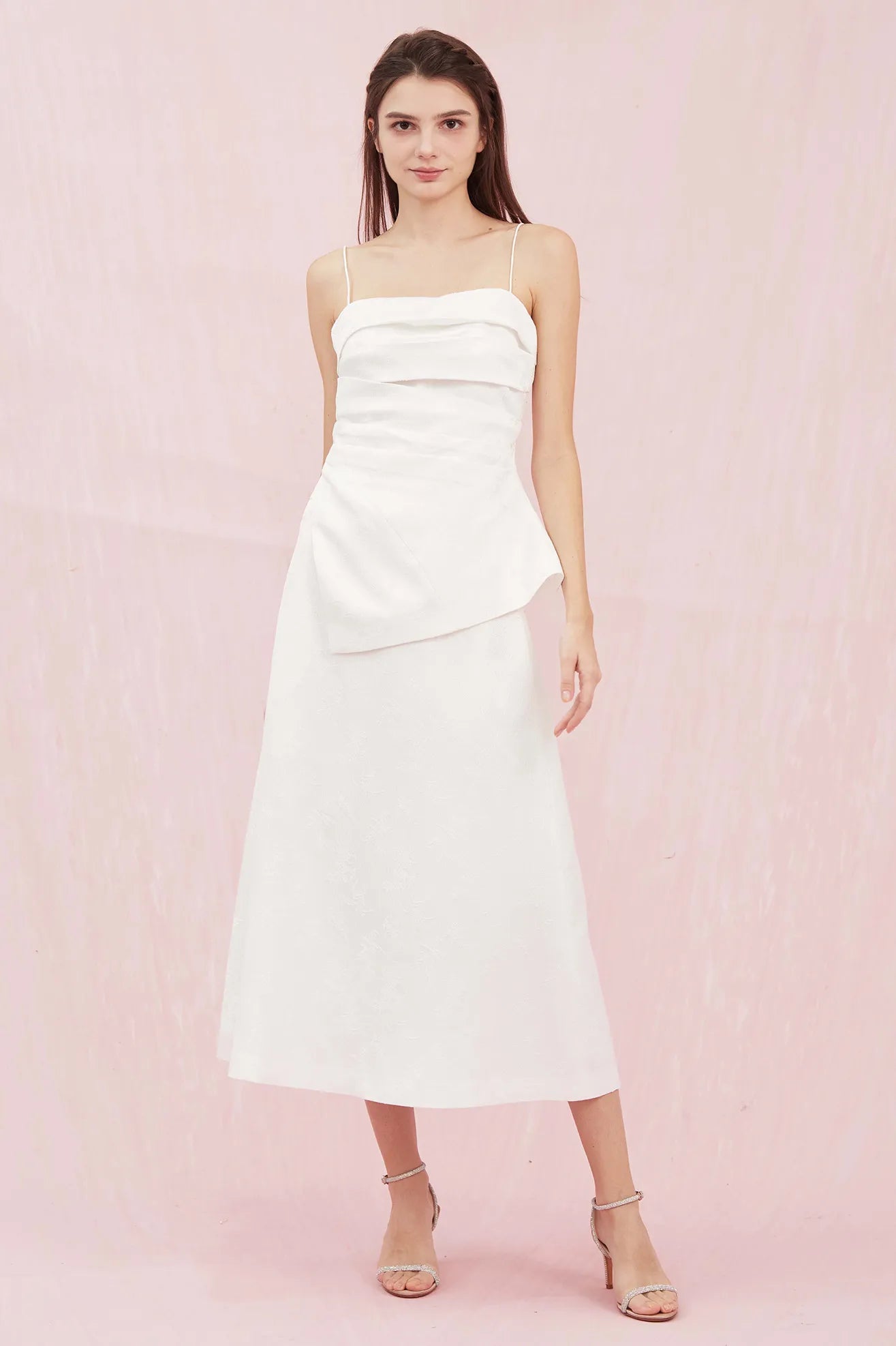 Azure White Jacquard A - line Skirt - Nimisski