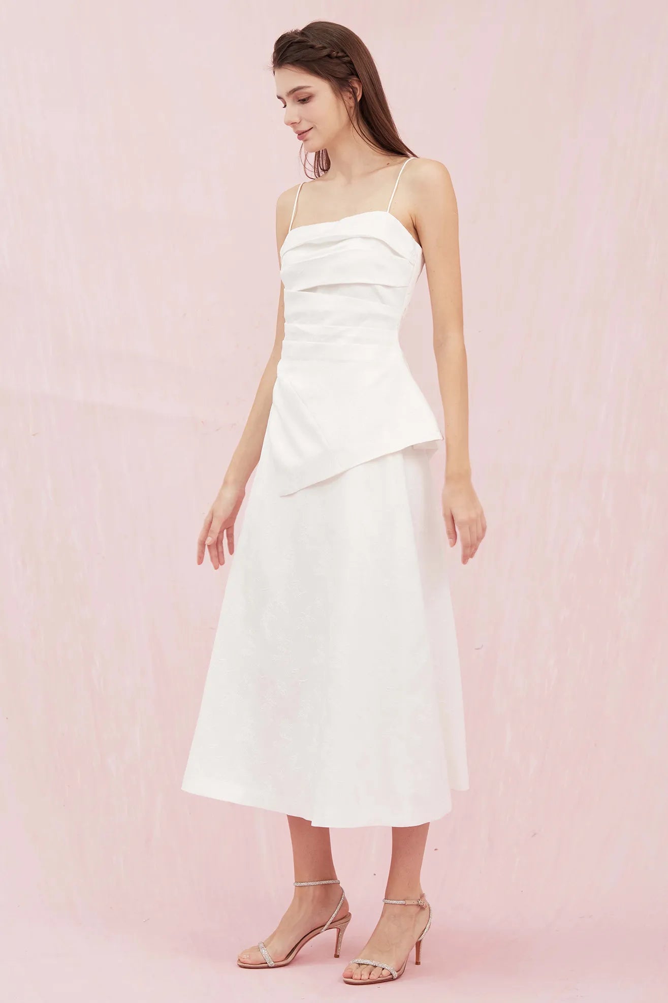 Azure White Jacquard A - line Skirt - Nimisski