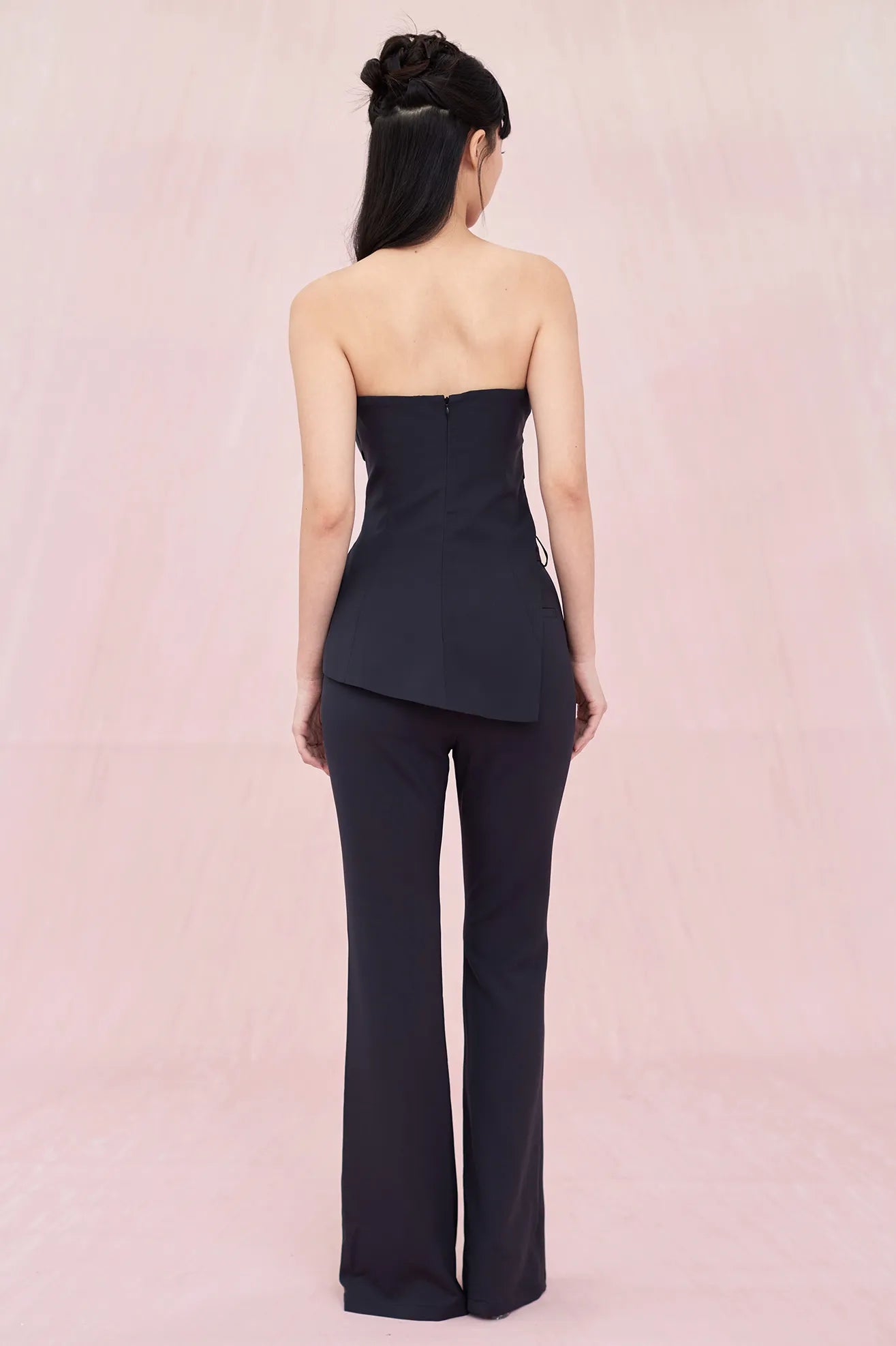 Azure Navy Satin Pleated Top - Nimisski