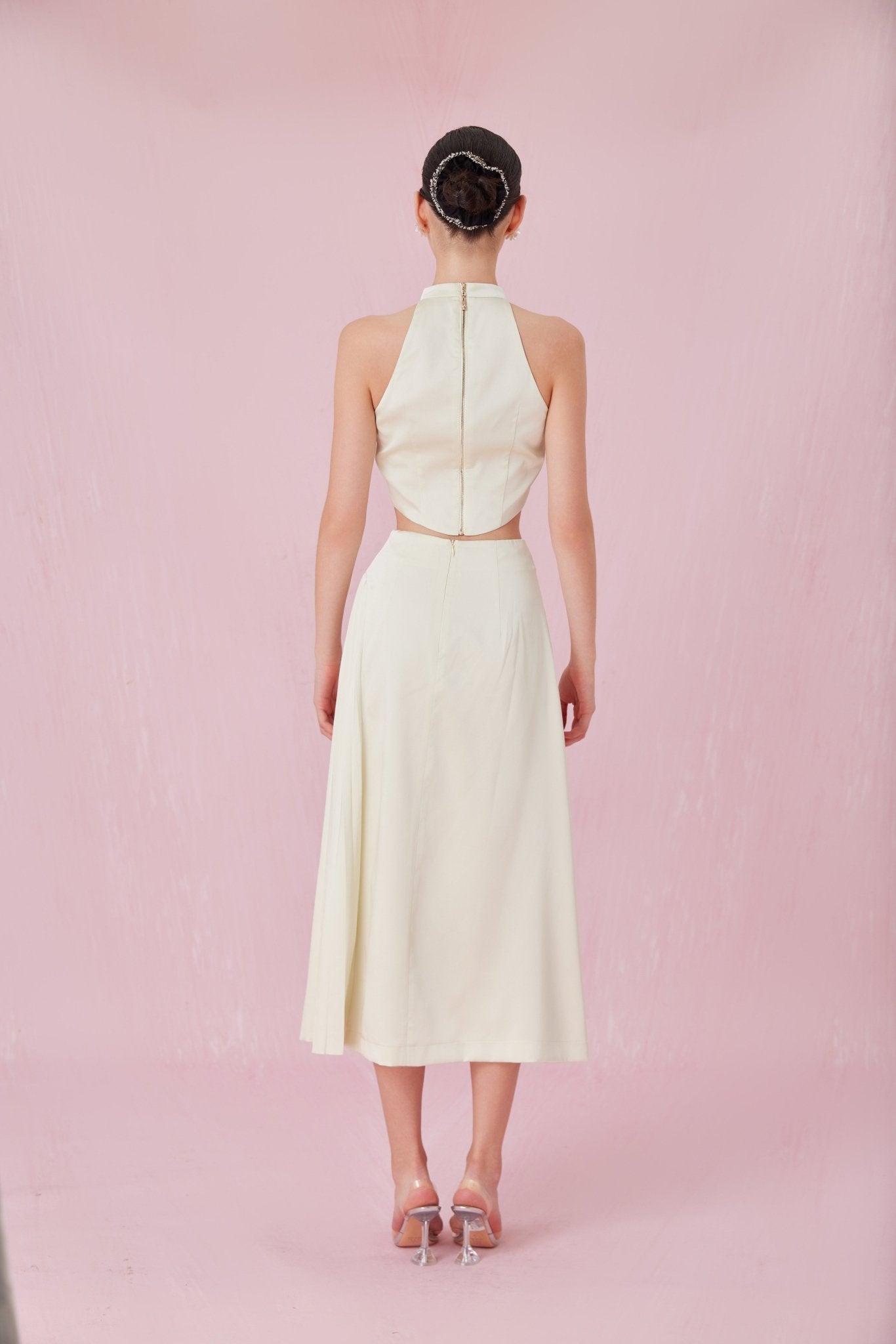 Cendrine Light Green Satin Halter Top - Nimisski