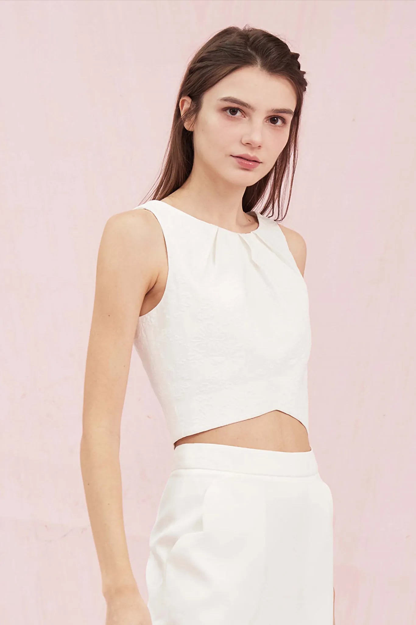 Glorianna White Jacquard Flower Top