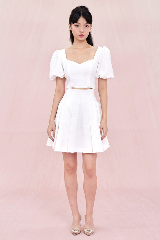 Geeta White Jacquard Skirt