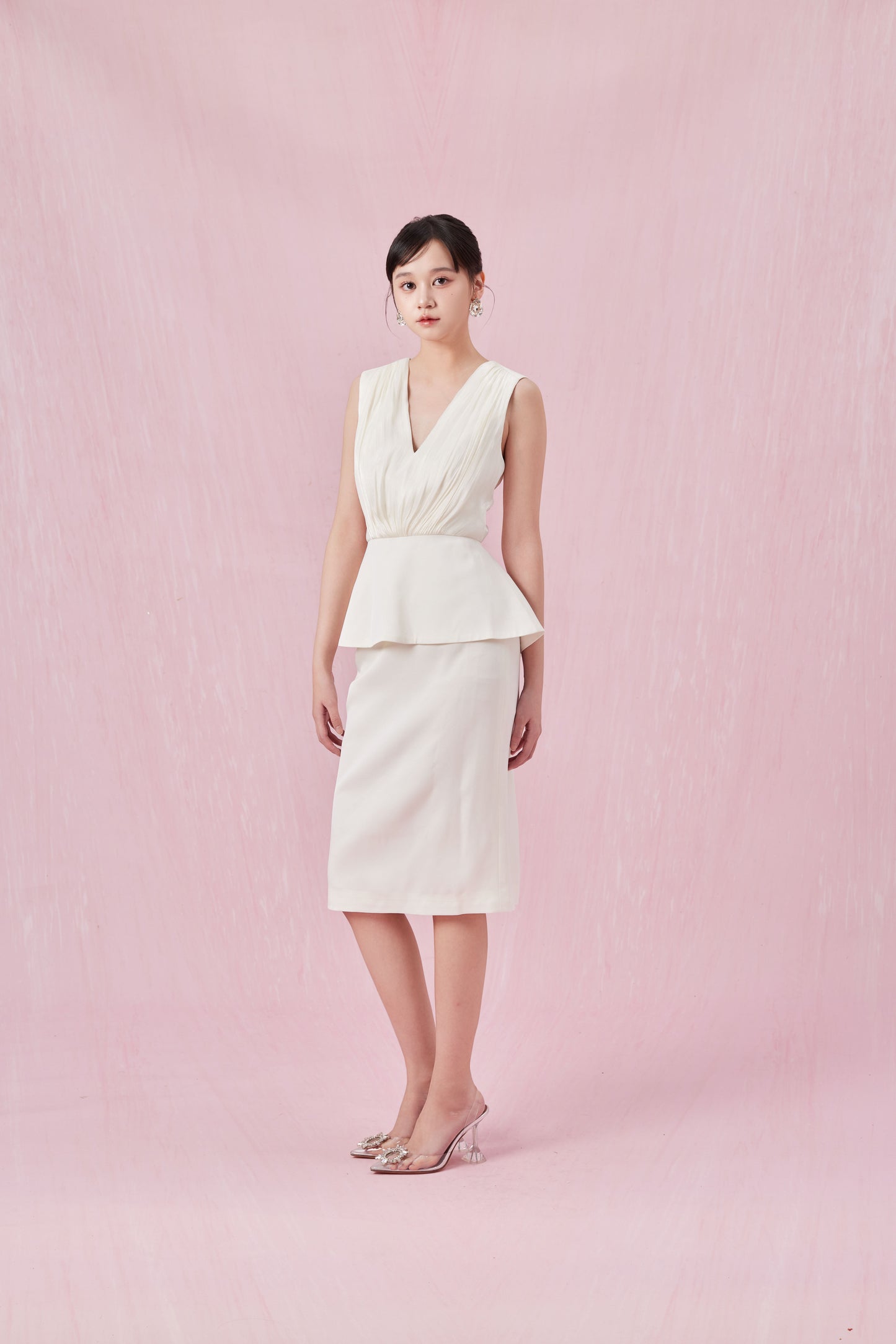 Chantea Cream Pencil Skirt