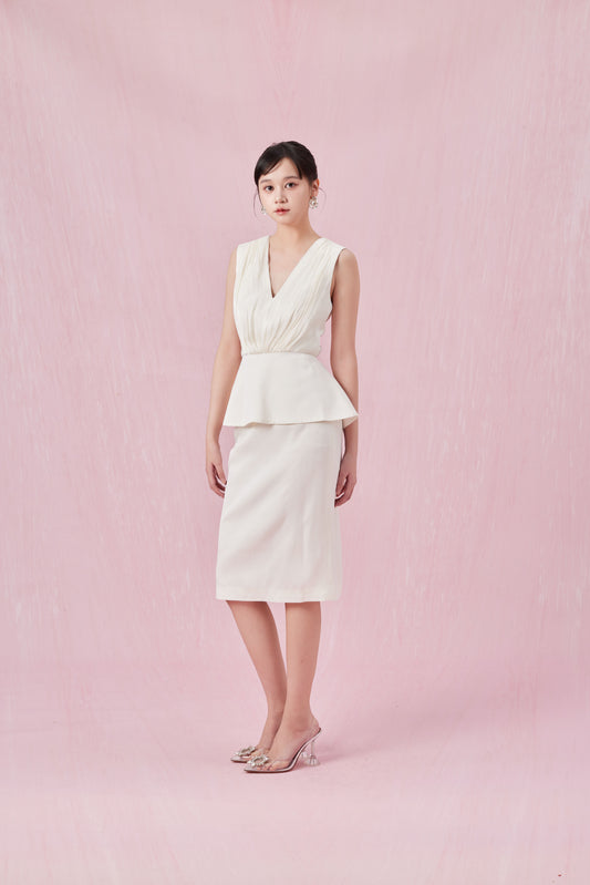 Chantea Cream Pencil Skirt