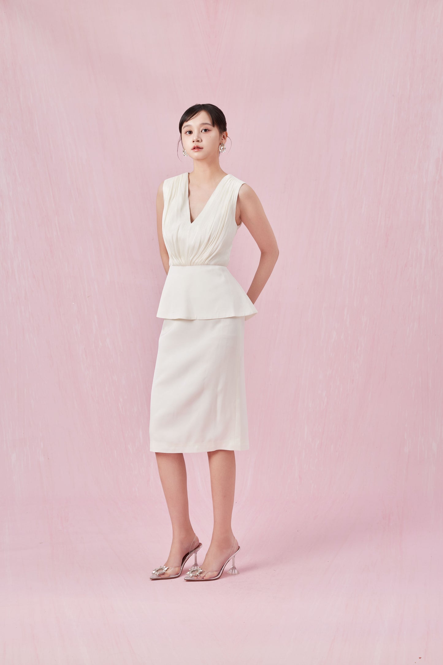 Chantea Cream Pencil Skirt