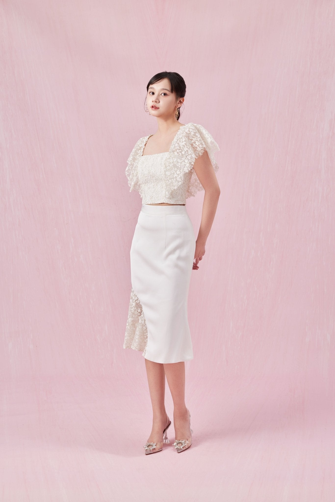 Capucine White Lace Mermaid Skirt - Nimisski