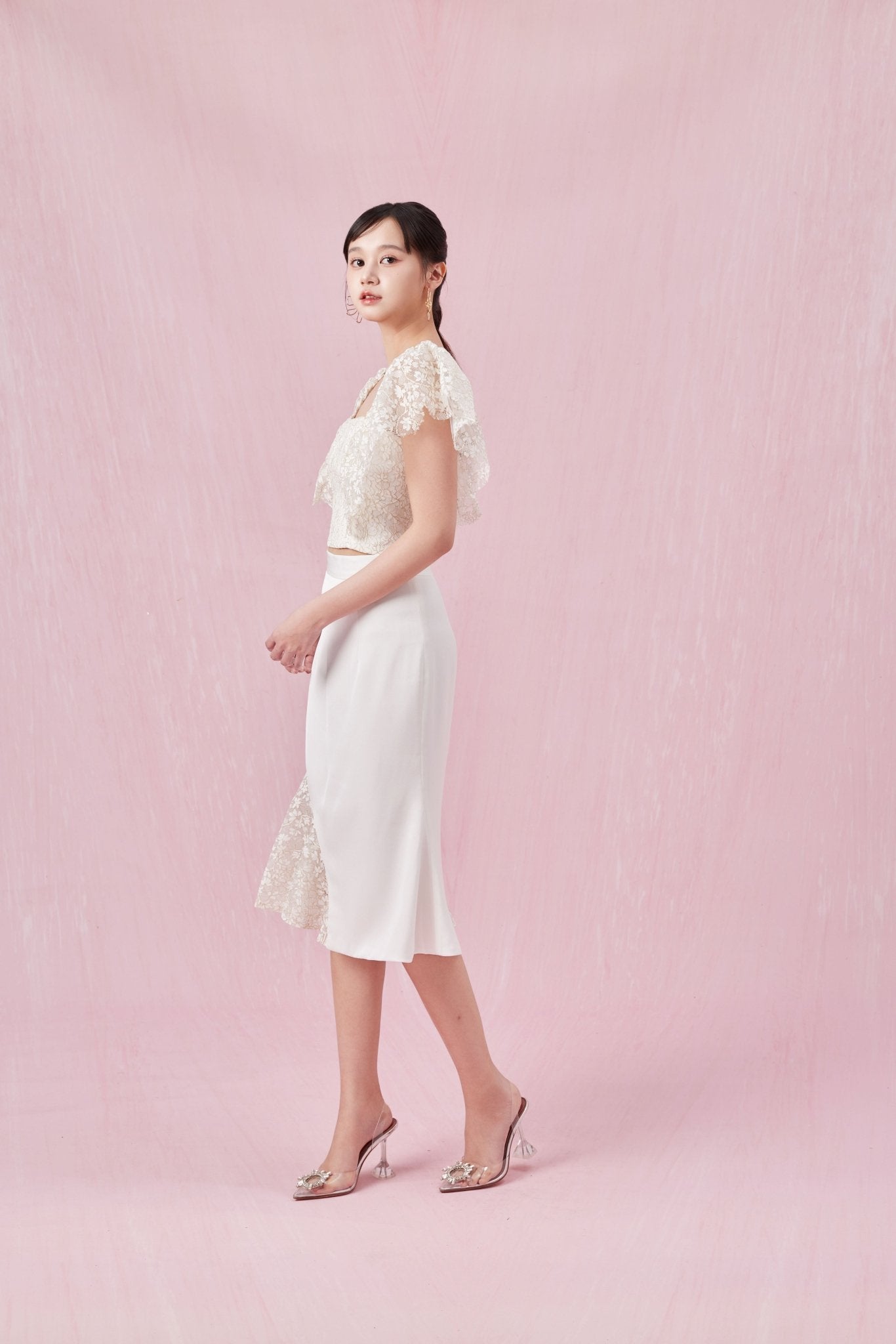 Capucine White Lace Mermaid Skirt - Nimisski