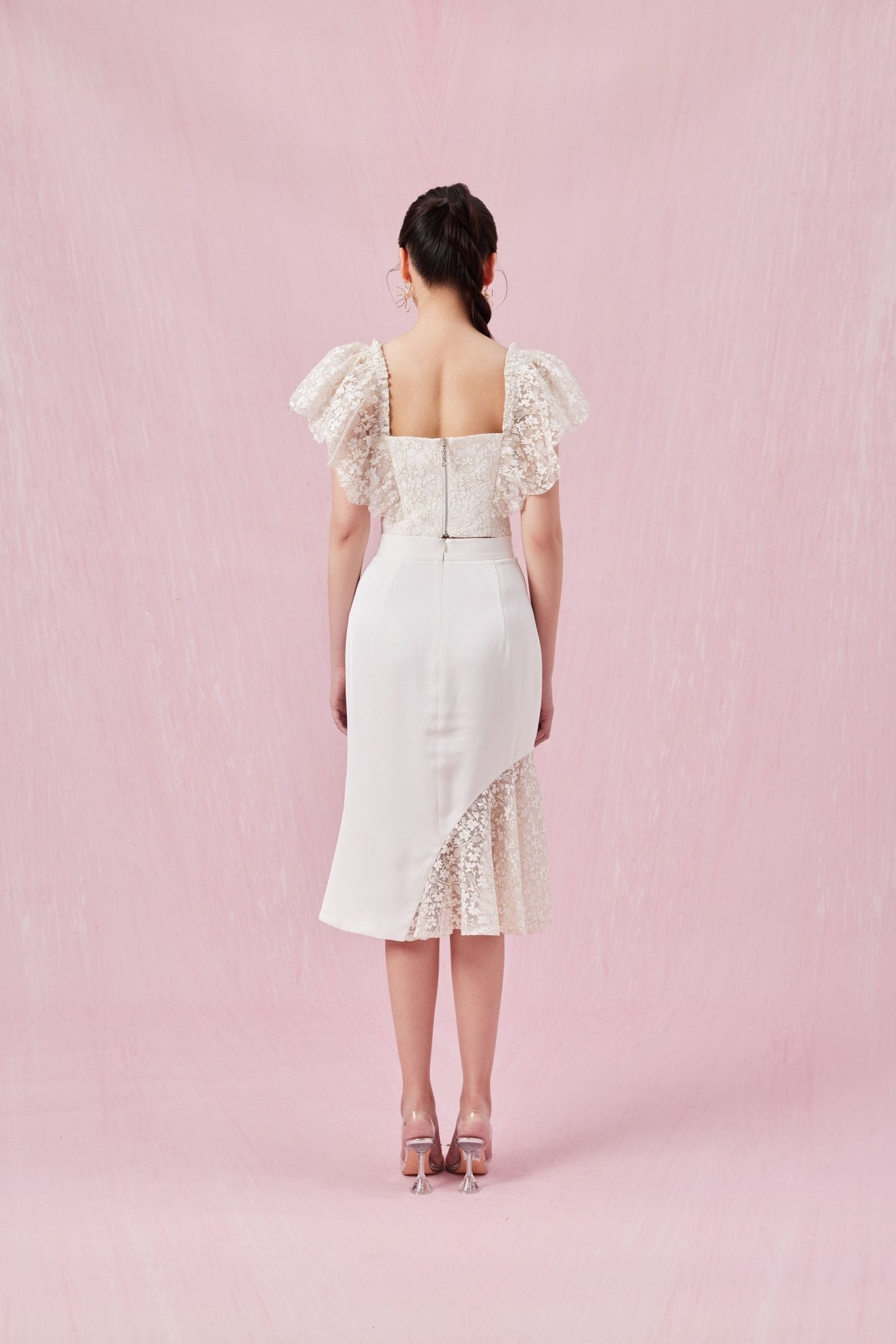 Capucine White Lace Mermaid Skirt - Nimisski