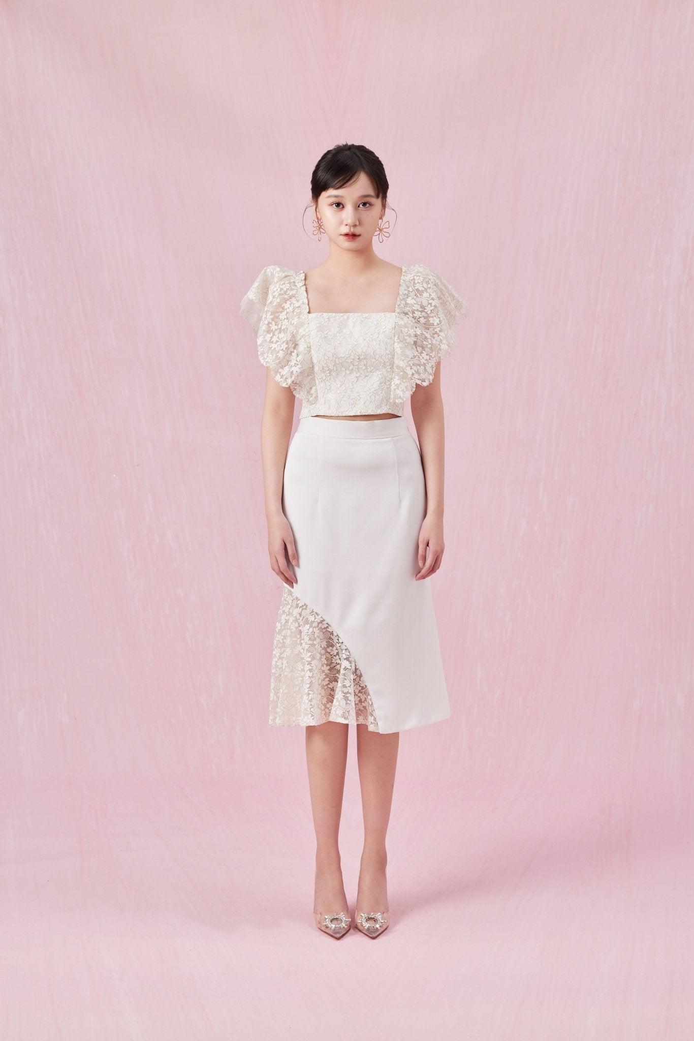 Capucine White Lace Mermaid Skirt - Nimisski