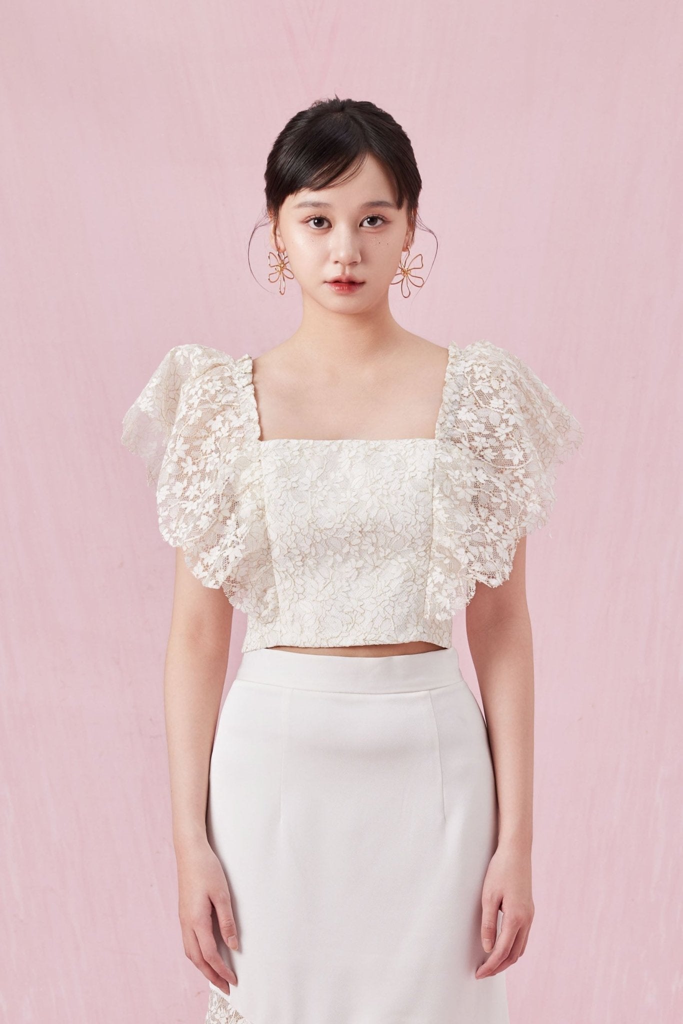 Capucine White Lace Ruffle Top - Nimisski