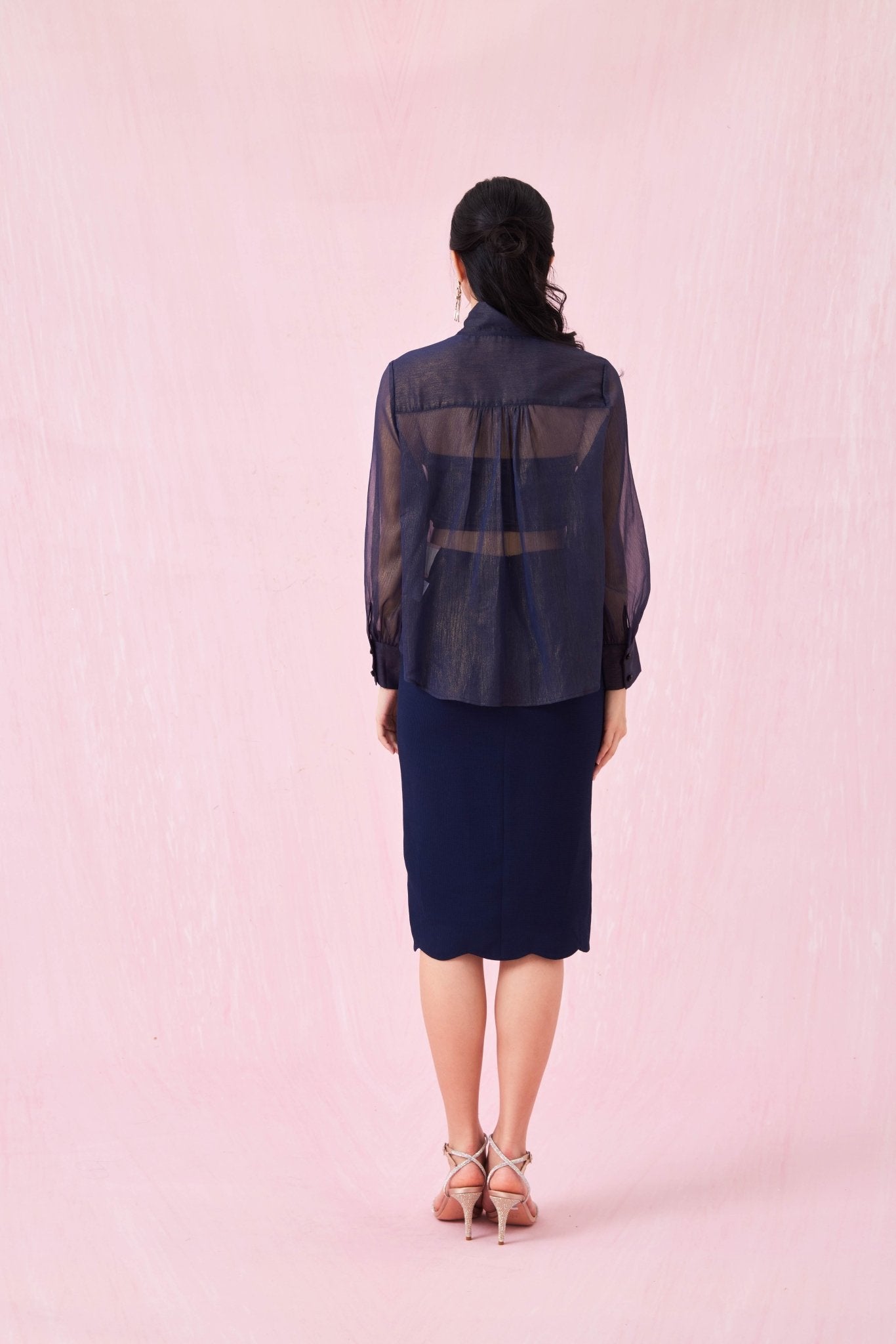 Caliste Navy Long Sleeve Top - Nimisski