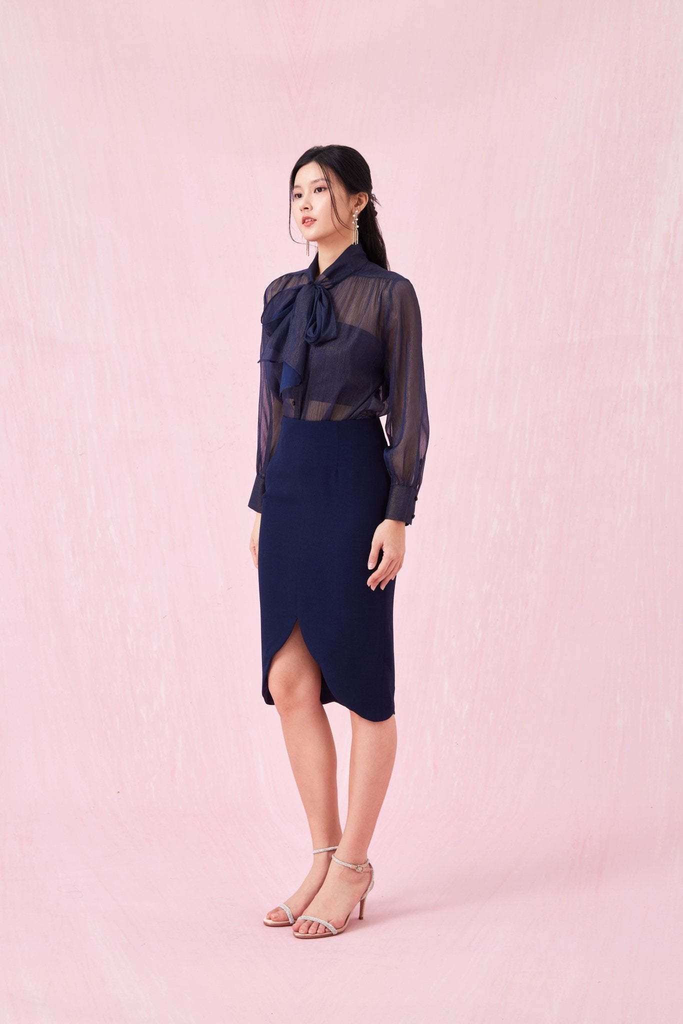Caliste Navy Long Sleeve Top - Nimisski