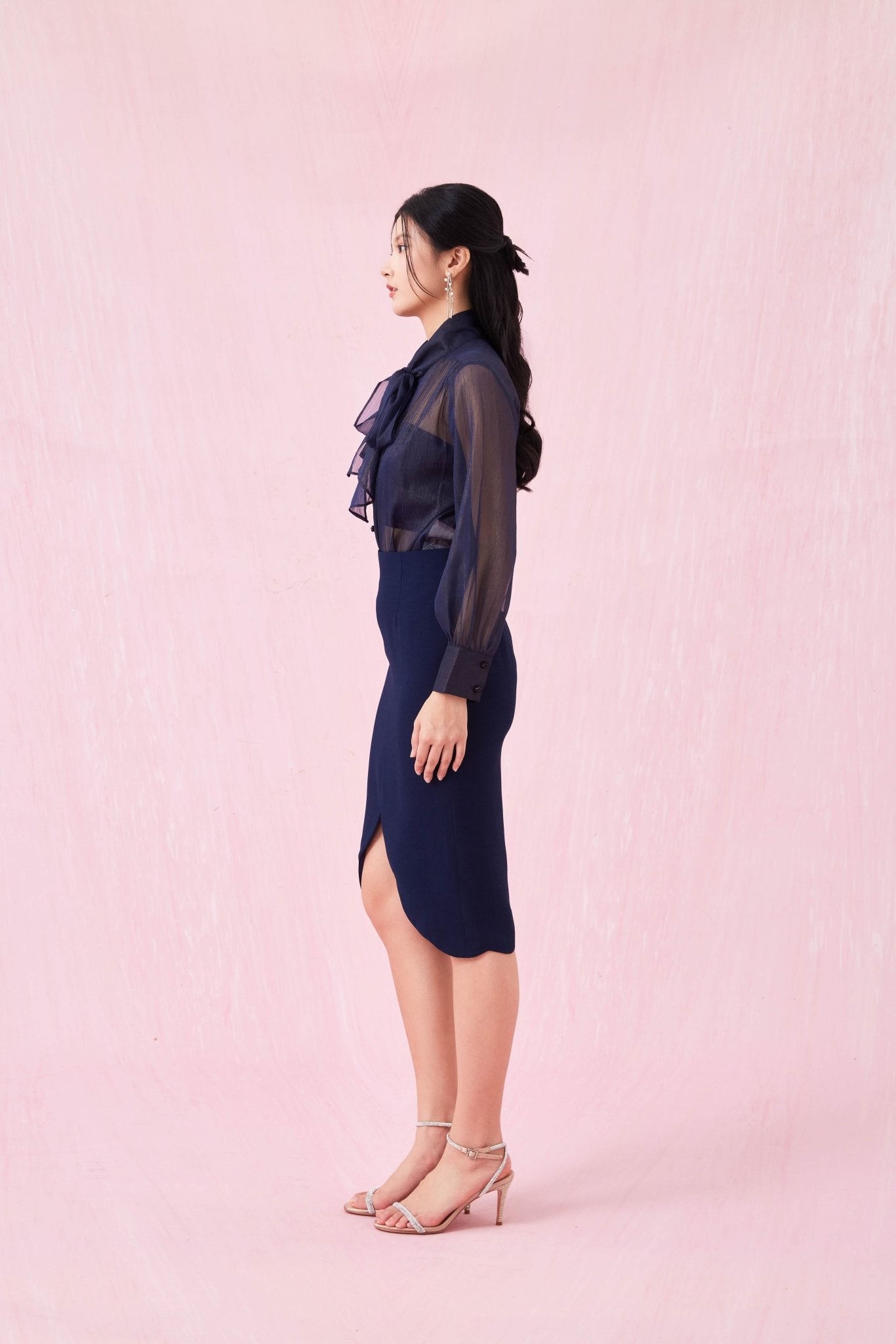 Caliste Navy Pencil Skirt - Nimisski