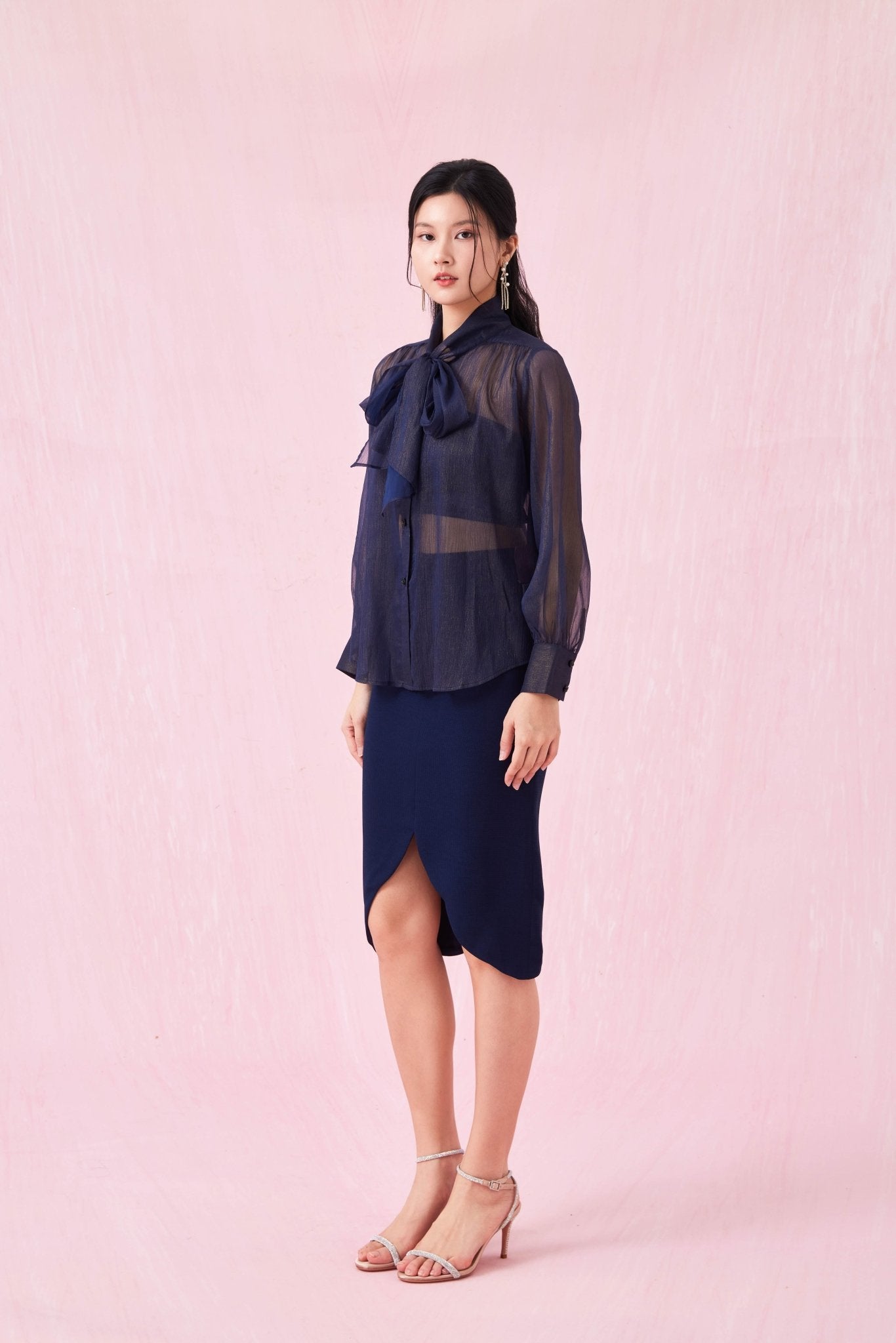 Caliste Navy Pencil Skirt - Nimisski