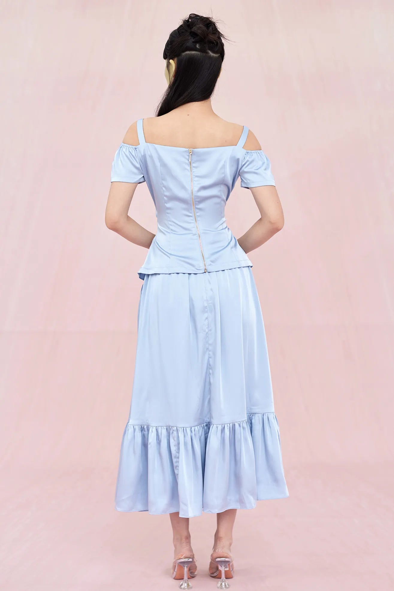 Allerie Blue Satin Skirt - Nimisski