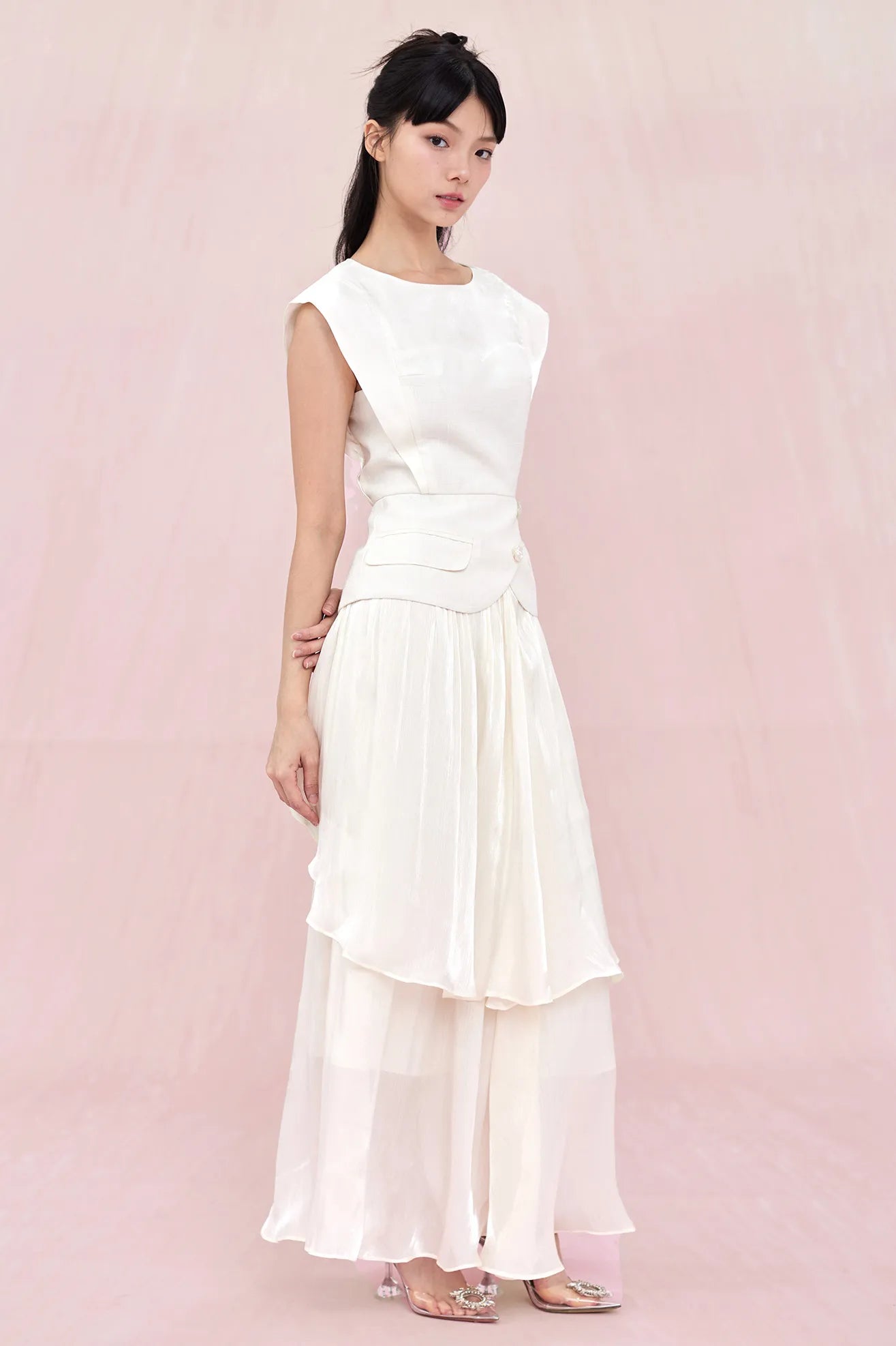 Annette Beige Tier Skirt - Nimisski