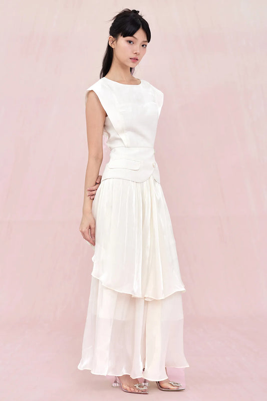 Annette Beige Tier Skirt - Nimisski