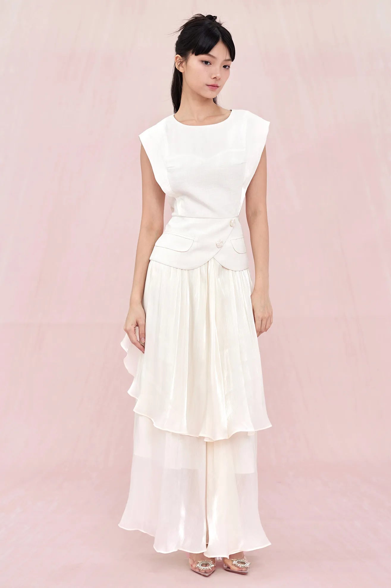 Annette Beige Tier Skirt - Nimisski