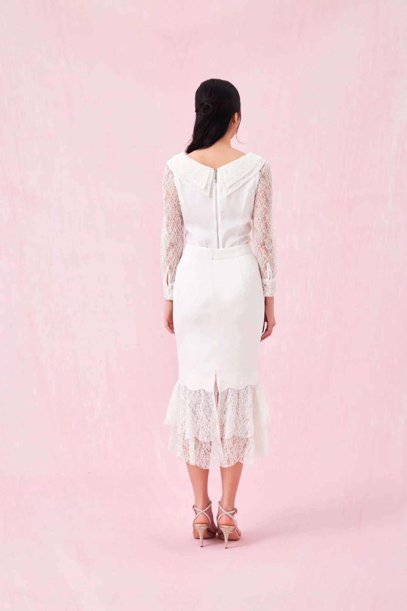 Arjane White Lace Mermaid Skirt - Nimisski